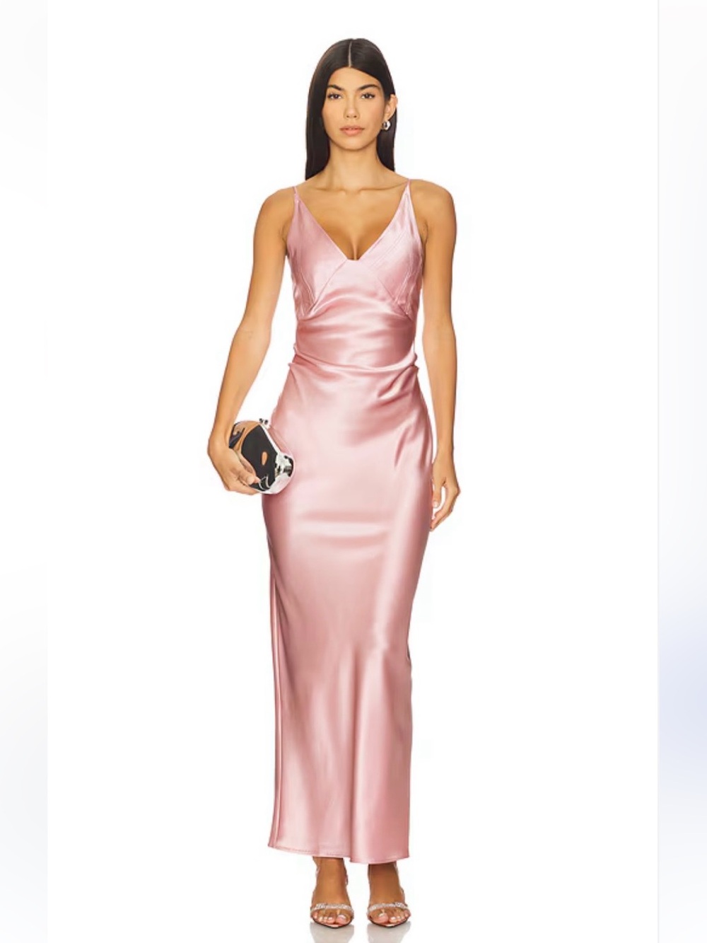 Nanushka Satin Cowl Maxi Dress in Blush Pink
